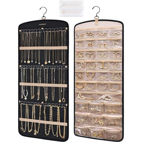 Hanging Jewelry Organizer Necklace Holder Anti Tangle Travel Jewelry Storage Bag - Picture 1 of 7